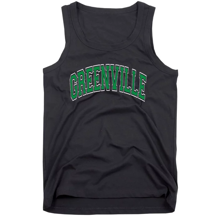 Greenville Arched Green Text Tank Top