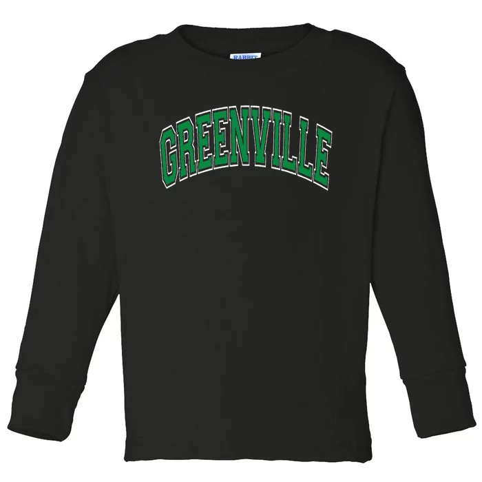 Greenville Arched Green Text Toddler Long Sleeve Shirt