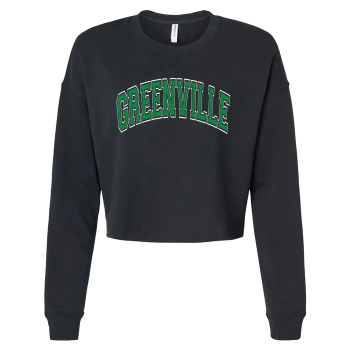 Greenville Arched Green Text Cropped Pullover Crew