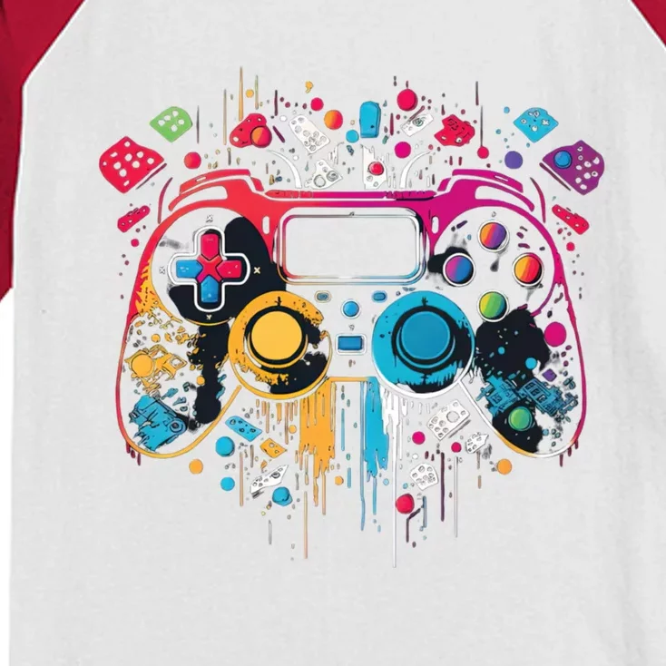 Gamer Aesthetic Graphic Gaming Video Games Teens Kids Colorblock Raglan Jersey