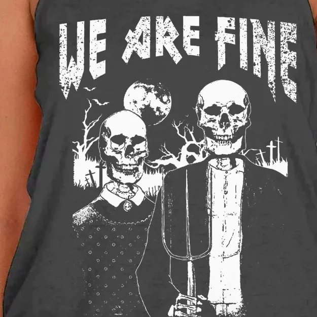 Goth Art Grunge American Gothic Style We Are Fine Occult Women's Knotted Racerback Tank