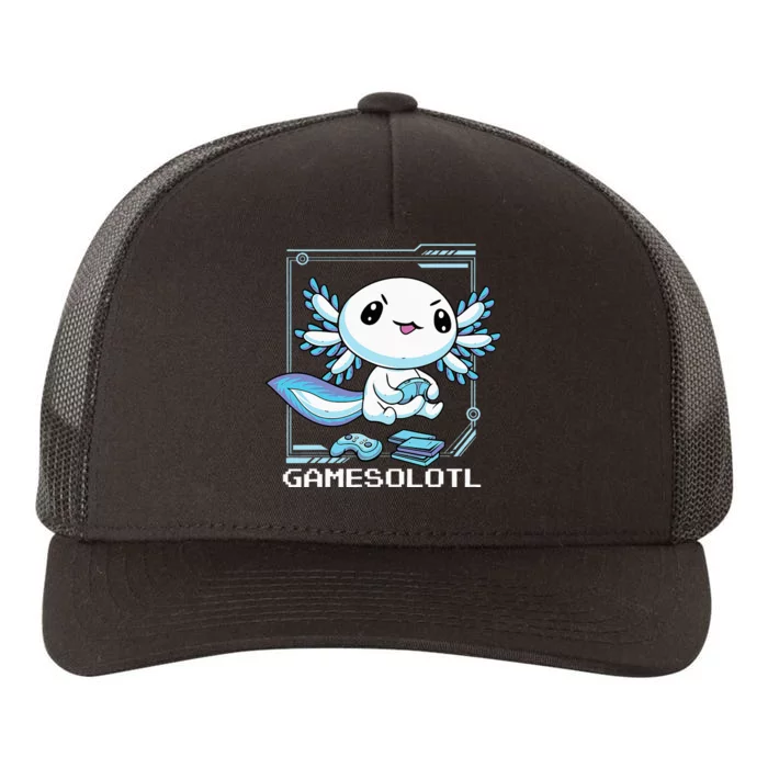 Gamer Axolotl Gamesolotl Fish Gaming Video Gamer Anime Yupoong Adult 5-Panel Trucker Hat