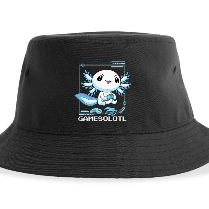 Gamer Axolotl Gamesolotl Fish Gaming Video Gamer Anime Sustainable Bucket Hat