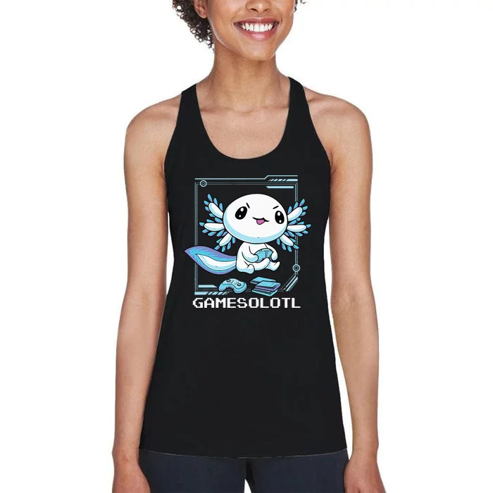 Gamer Axolotl Gamesolotl Fish Gaming Video Gamer Anime Women's Racerback Tank