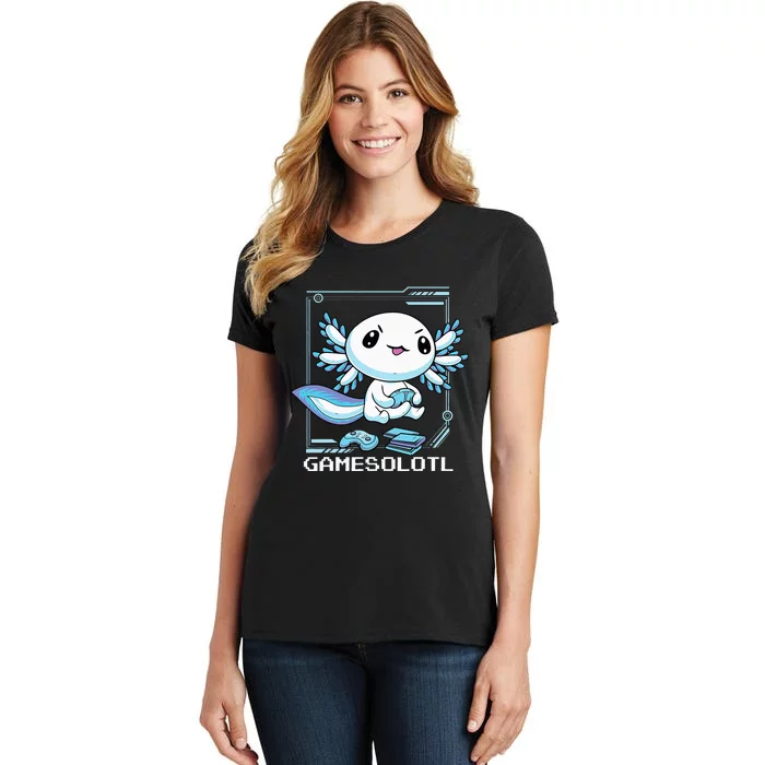 Gamer Axolotl Gamesolotl Fish Gaming Video Gamer Anime Women's T-Shirt