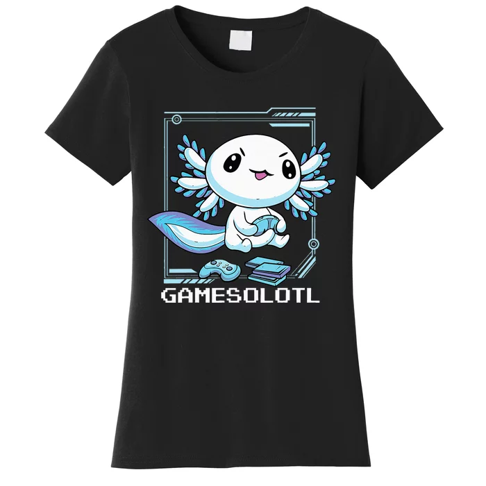 Gamer Axolotl Gamesolotl Fish Gaming Video Gamer Anime Women's T-Shirt