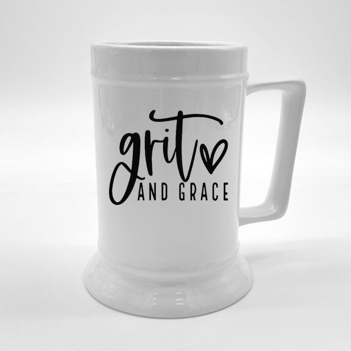 Grit and Grace Positive Quotes Christian Sayings Beer Stein