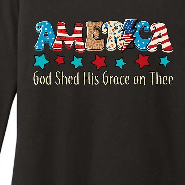 Groovy America God Shed His Grace on Thee Tee 4th of July Womens CVC Long Sleeve Shirt