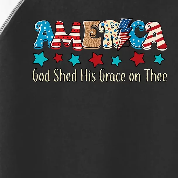 Groovy America God Shed His Grace on Thee Tee 4th of July Toddler Fine Jersey T-Shirt