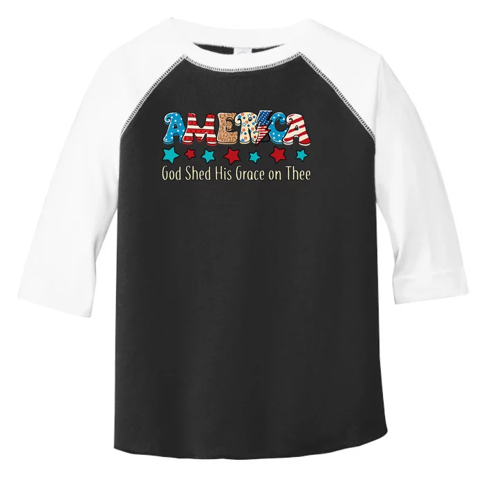 Groovy America God Shed His Grace on Thee Tee 4th of July Toddler Fine Jersey T-Shirt