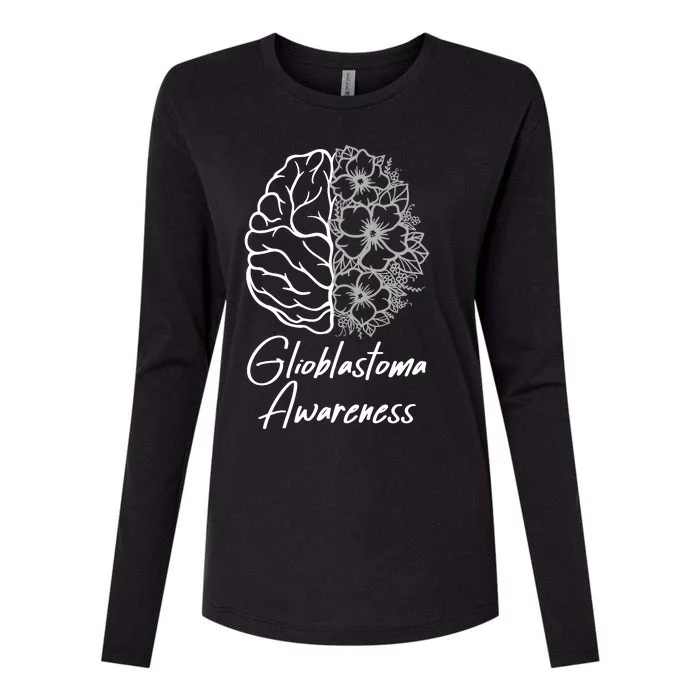 Glioblastoma Awareness Gray Ribbon Womens Cotton Relaxed Long Sleeve T-Shirt