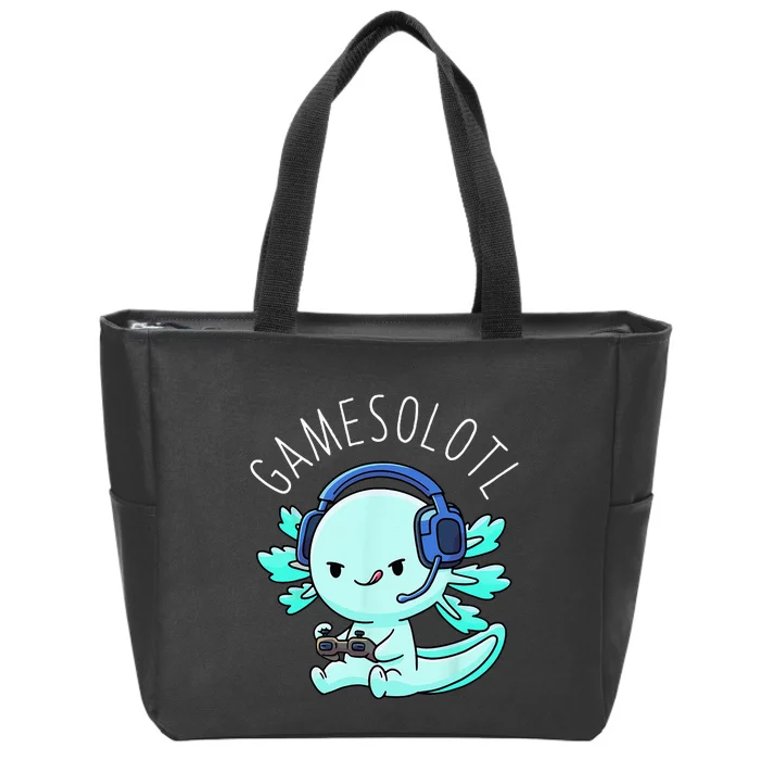 Gamesolotl Axolotl Gamer Anime Gifts Kawaii Zip Tote Bag