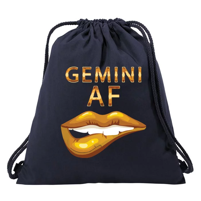 Gemini Af Gold Sexy Lip Birthday Gift Drawstring Bag