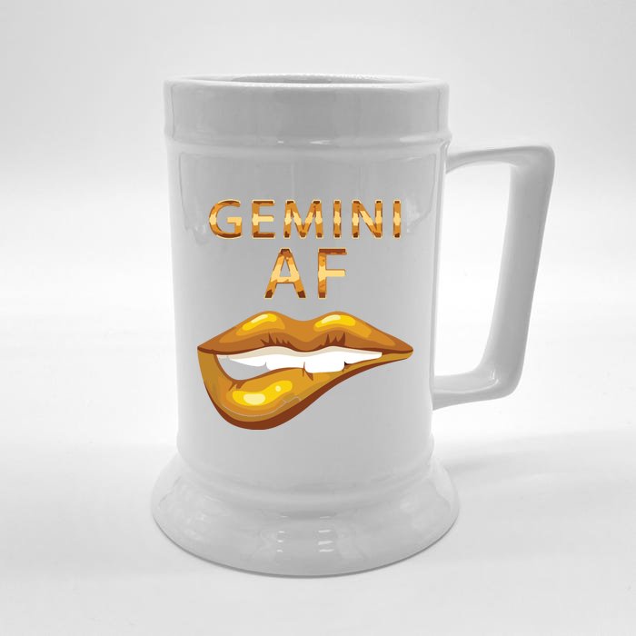 Gemini Af Gold Sexy Lip Birthday Gift Front & Back Beer Stein