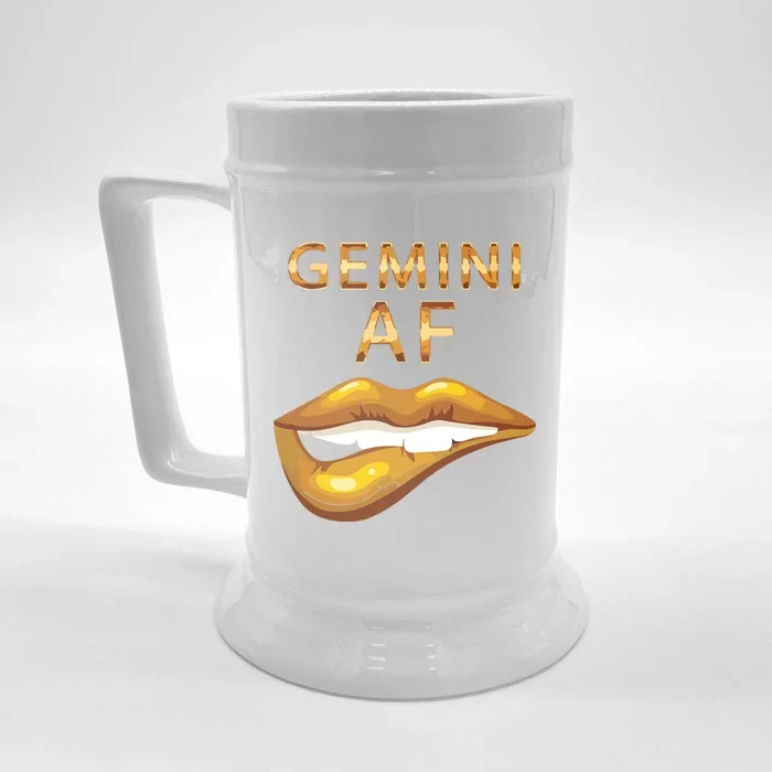 Gemini Af Gold Sexy Lip Birthday Gift Front & Back Beer Stein