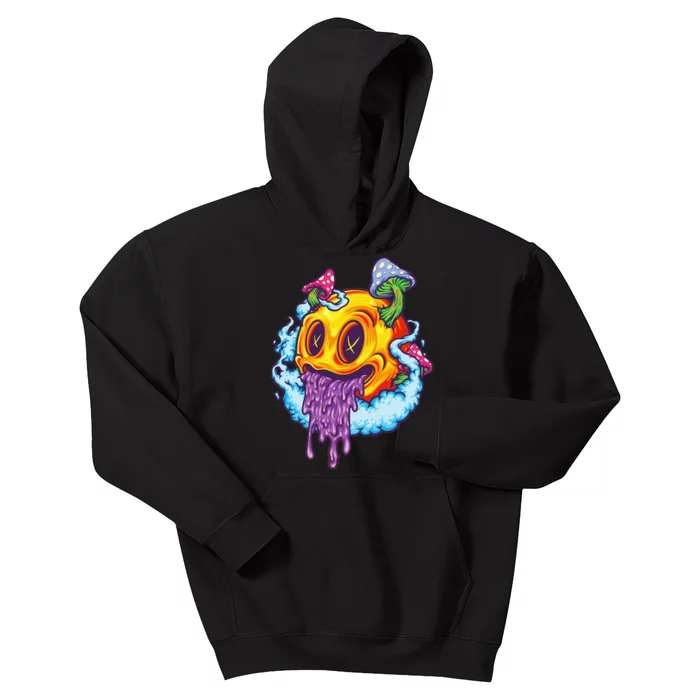 Goblincore Aesthetic Grunge Fungi Mushroom Skull Kids Hoodie