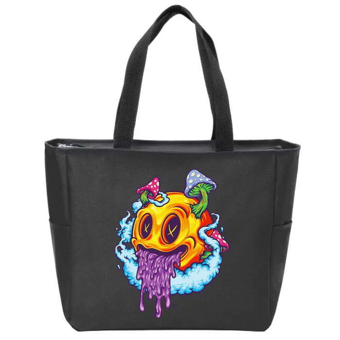 Goblincore Aesthetic Grunge Fungi Mushroom Skull Zip Tote Bag