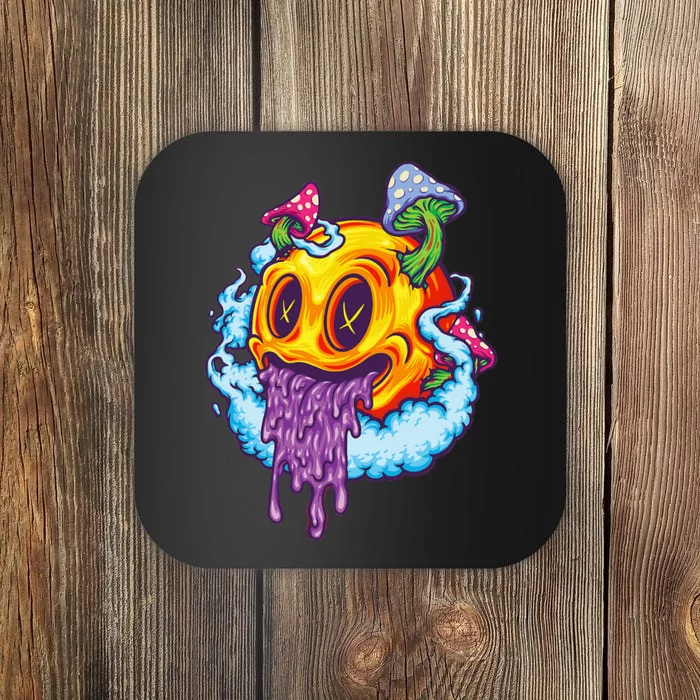 Goblincore Aesthetic Grunge Fungi Mushroom Skull Coaster