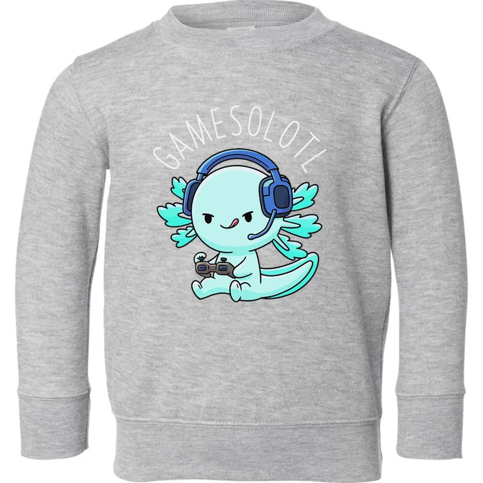 Gamesolotl Axolotl Gamer Anime Gifts Kawaii Boys Girls Toddler Sweatshirt