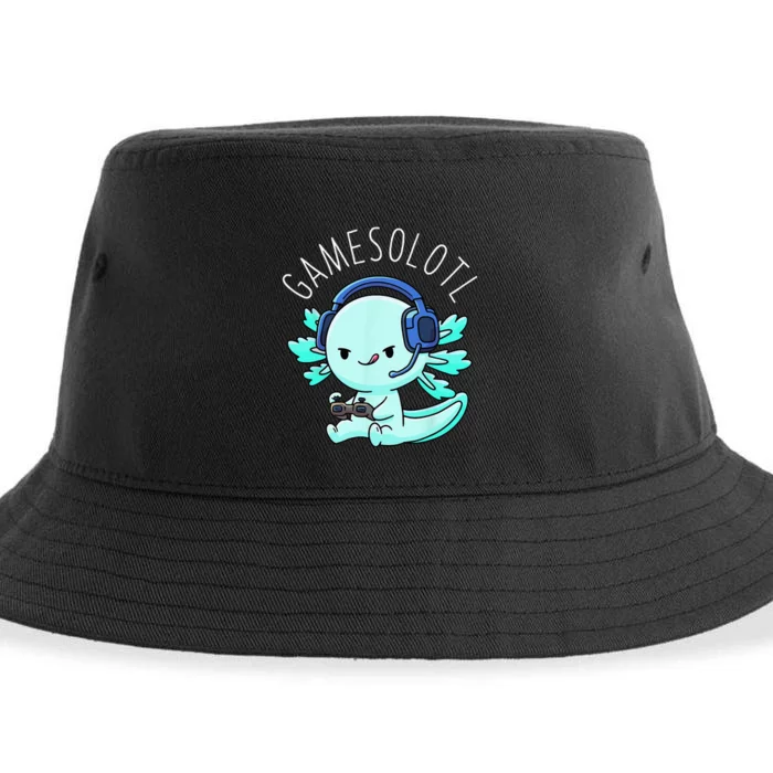 Gamesolotl Axolotl Gamer Anime Gifts Kawaii Sustainable Bucket Hat