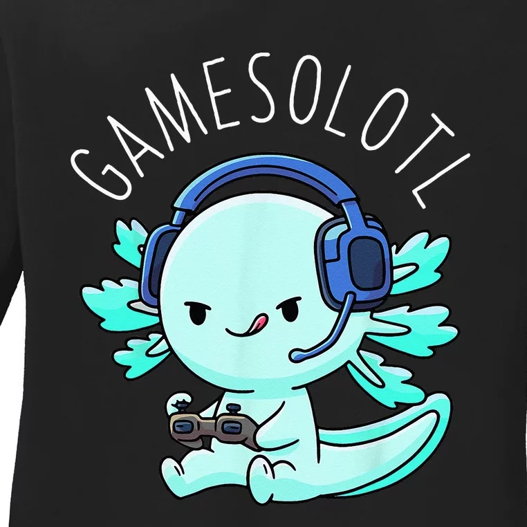 Gamesolotl Axolotl Gamer Anime Gifts Kawaii Ladies Long Sleeve Shirt