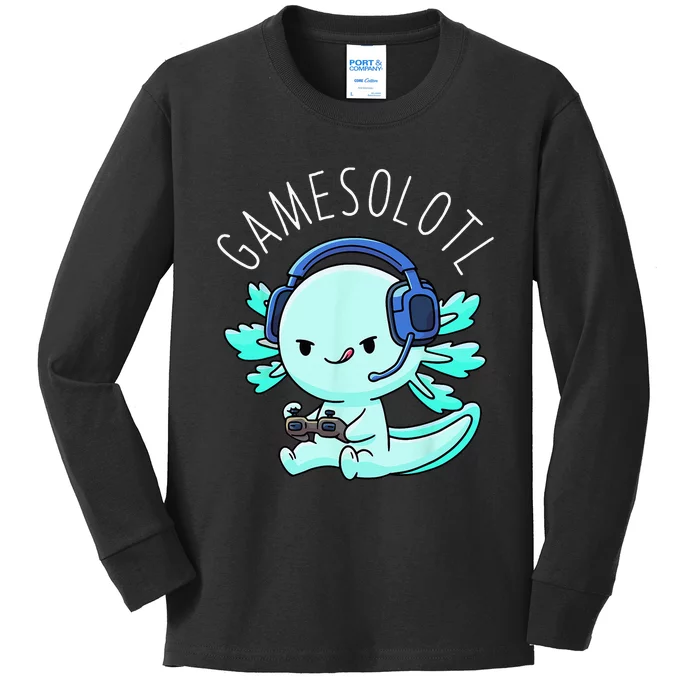 Gamesolotl Axolotl Gamer Anime Gifts Kawaii Kids Long Sleeve Shirt