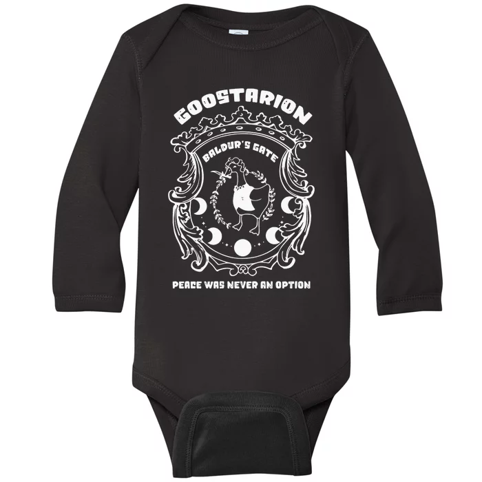 Goose Astarion Honk Peace Was Never An Option Baby Long Sleeve Bodysuit