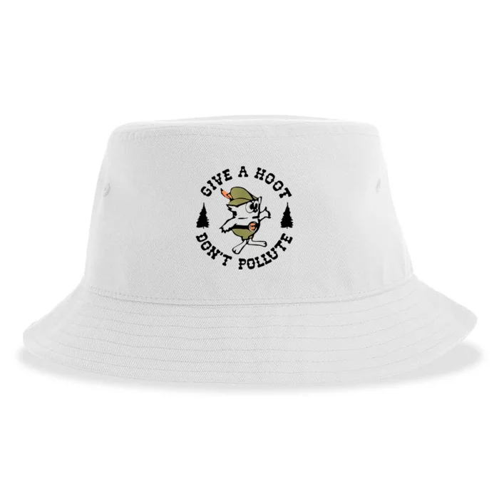 Give A Hoot DonT Pollute Earth Day Sustainable Bucket Hat