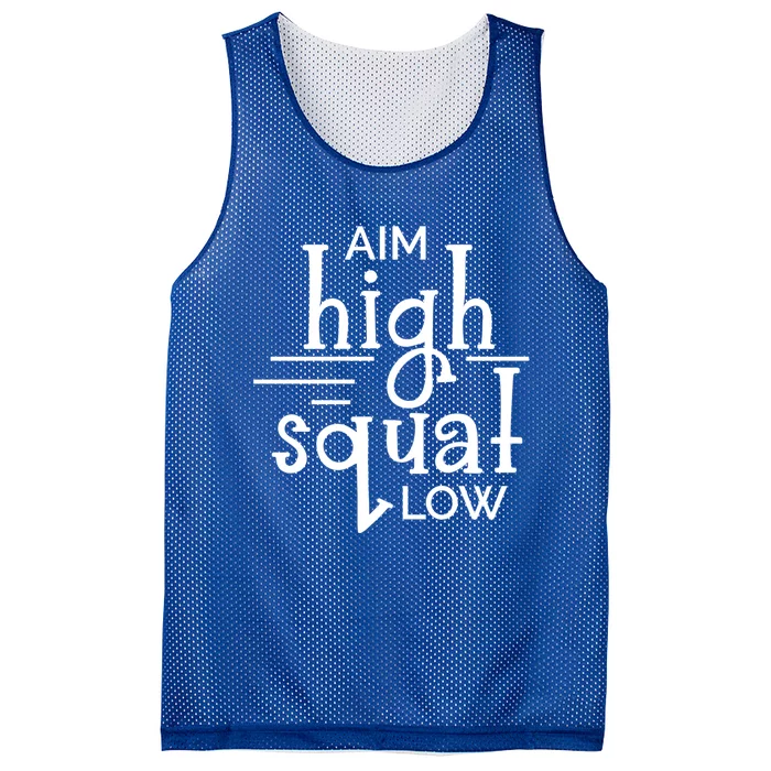 Gym Aim High Squat Low Workout Quote Personal Trainer Funny Gift Mesh Reversible Basketball Jersey Tank