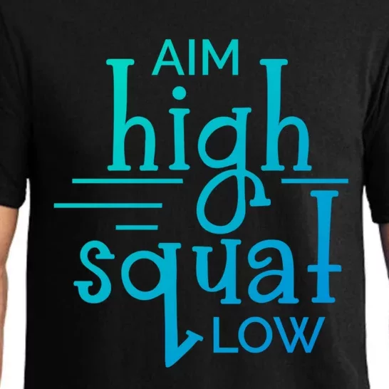 Gym Aim High Squat Low Workout Quote Personal Trainer Funny Gift Pajama Set