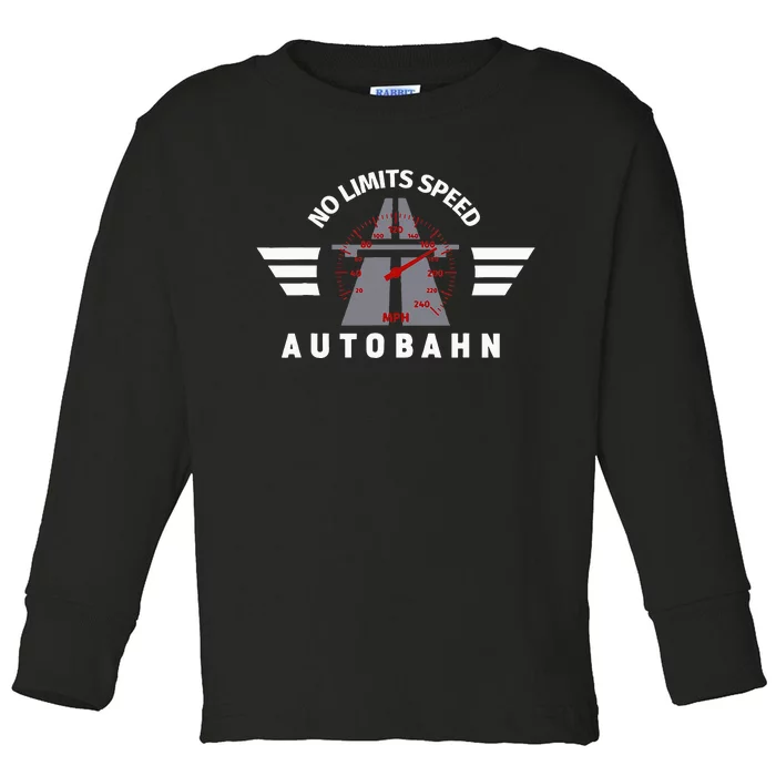 German Autobahn Highway No Speed Limit Racing Toddler Long Sleeve Shirt