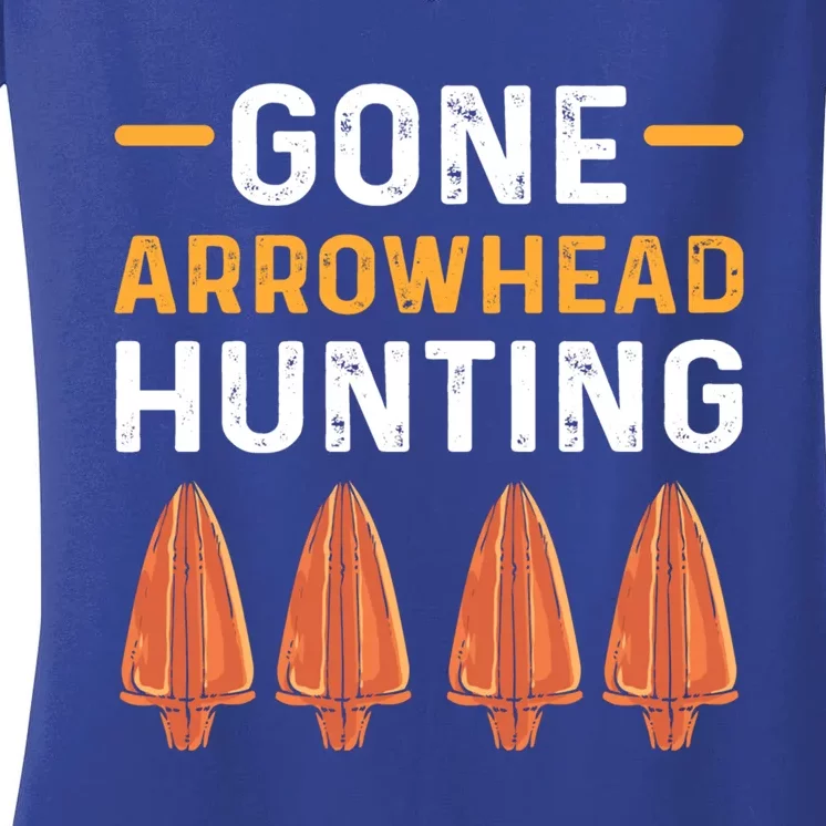 Gone Arrowhead Hunting Arrowhead Collecting Gift Women's V-Neck T-Shirt