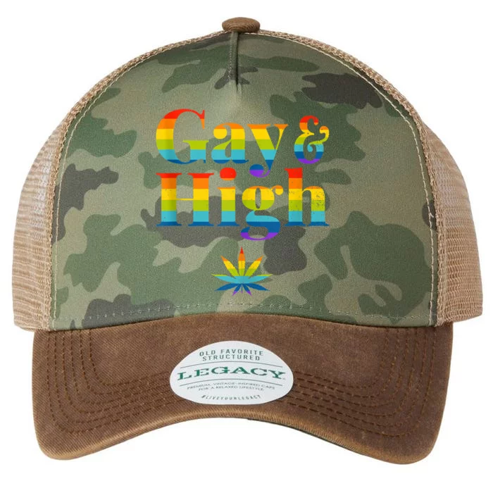 Gay And High Funny Marijuana Lgbt Pride Weed Stoner Cannabis Gift Legacy Tie Dye Trucker Hat