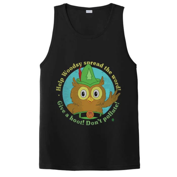 Give A Hoot Distressed And Faded Owl Performance Tank