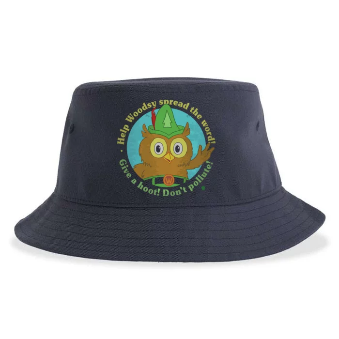 Give A Hoot Distressed And Faded Owl Sustainable Bucket Hat