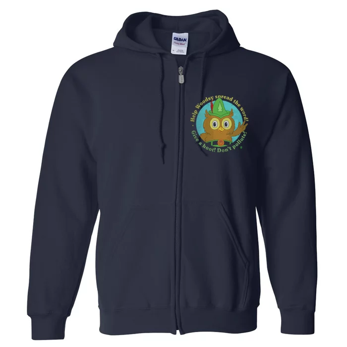 Give A Hoot Distressed And Faded Owl Full Zip Hoodie