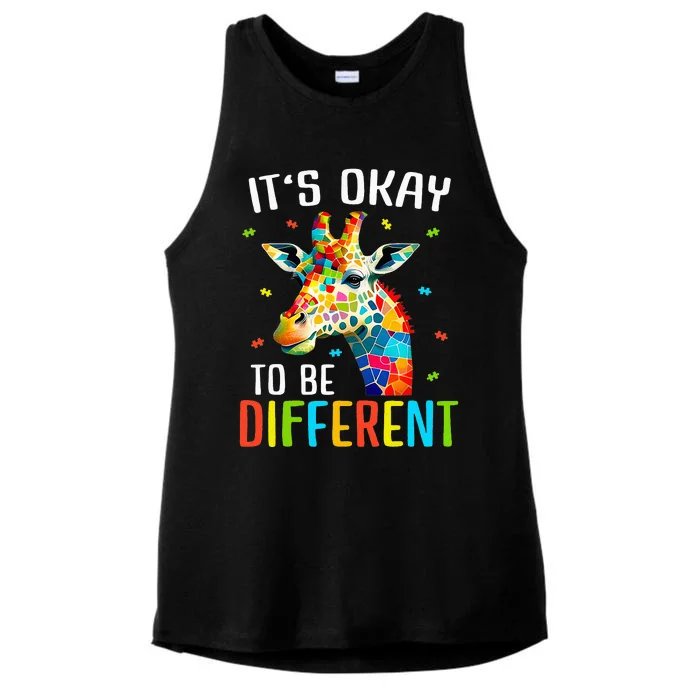 Giraffe Acceptance Its Ok To Be Different Ladies Tri-Blend Wicking Tank