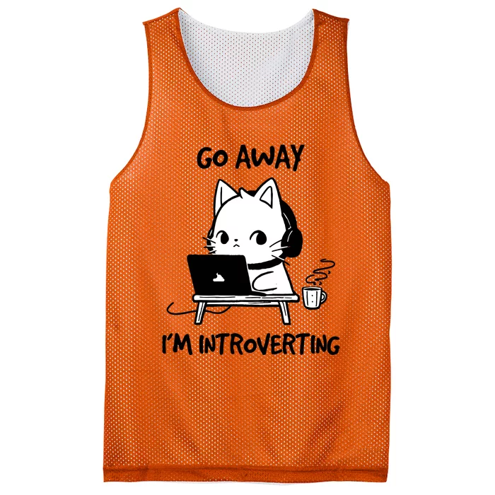 Go Away IM Introverting Funny Cat Design Mesh Reversible Basketball Jersey Tank