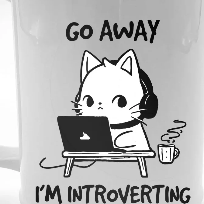 Go Away IM Introverting Funny Cat Design Front & Back Beer Stein