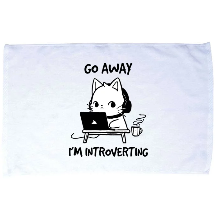 Go Away IM Introverting Funny Cat Design Microfiber Hand Towel