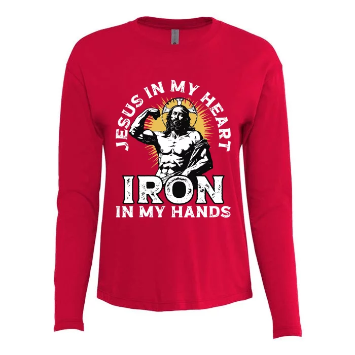 Gym And Jesus Christian Bodybuilder Religious Bodybuilding Womens Cotton Relaxed Long Sleeve T-Shirt