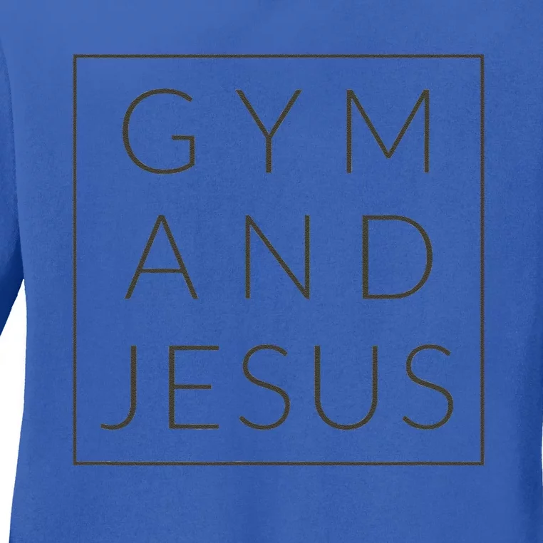 Gym And Jesus Christian Workout Fun Modern Fitness Ladies Long Sleeve Shirt