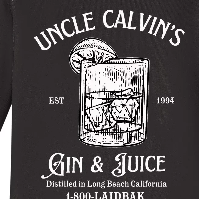 Gin And Juice Est 1994 Distilled In Long Beach California Baby Long Sleeve Bodysuit