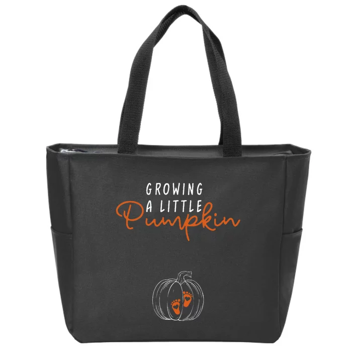 Growing A Little Pumpkin Pregnancy Announcement Thanksgiving Zip Tote Bag