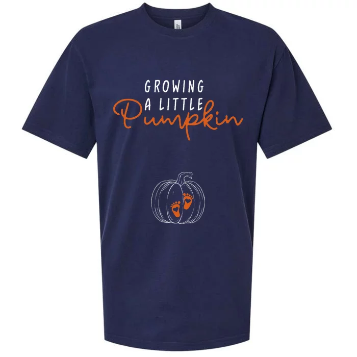 Growing A Little Pumpkin Pregnancy Announcement Thanksgiving Sueded Cloud Jersey T-Shirt