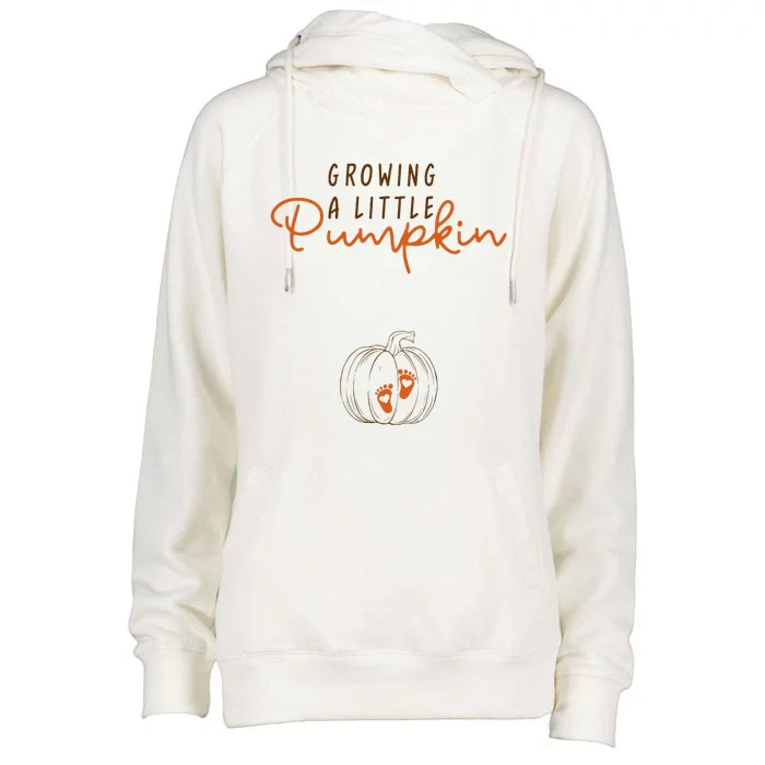 Growing A Little Pumpkin Fall Maternity Thanksgiving Baby Womens Funnel Neck Pullover Hood