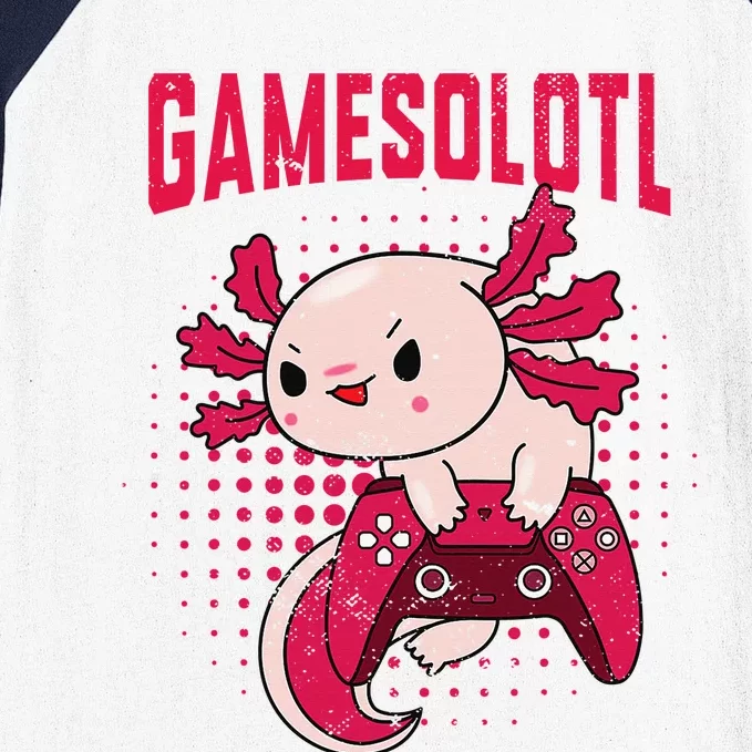 Gamer Axolotl Lover Cute Axolotl Gaming Video Gamer Gifts Baseball Sleeve Shirt