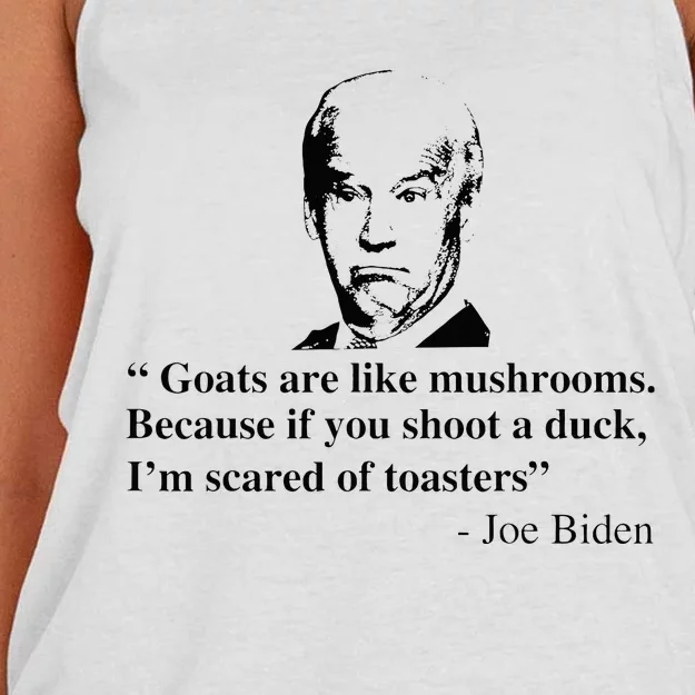 Goats Are Like Mushrooms Funny Joe Biden Women's Knotted Racerback Tank