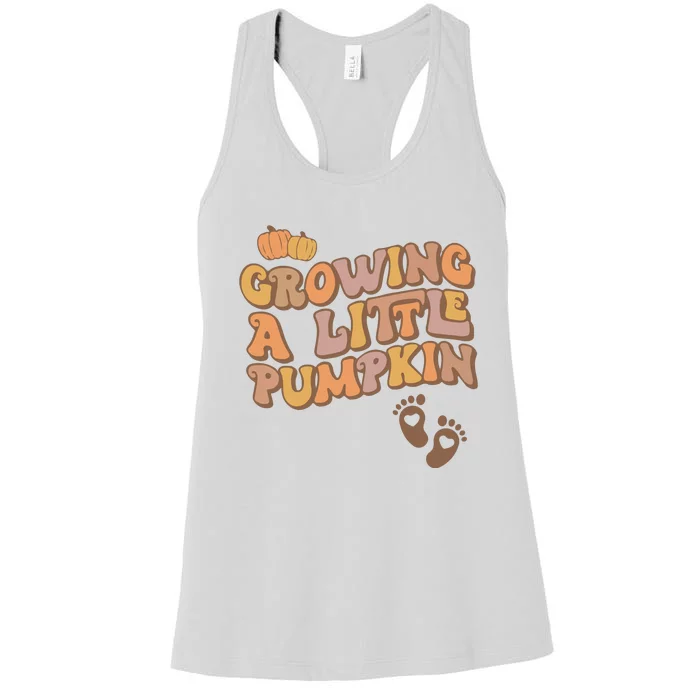 Growing A Little Pumpkin Thanksgiving Pregnancy Women's Racerback Tank