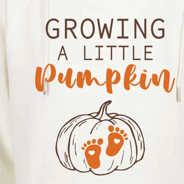 Growing A Little Pumpkin Pregnancy Reveal Thanksgiving Funny Womens Funnel Neck Pullover Hood